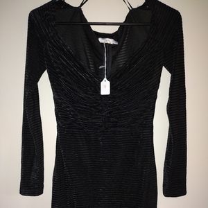 Sheer velvet long sleeve dress